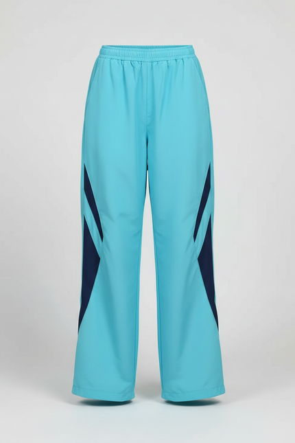 Pantalon Parachute Turquoise Ample Rayures Sport Fille - Bleu Polyester - vue 3