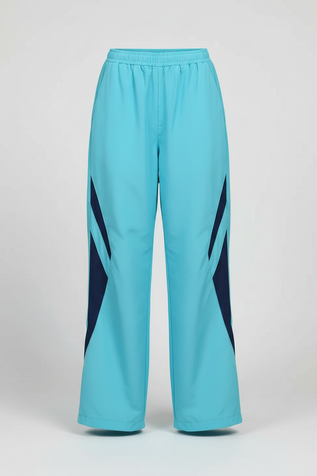 Pantalon Parachute Turquoise Ample Rayures Sport Fille - Bleu Polyester - vue 3