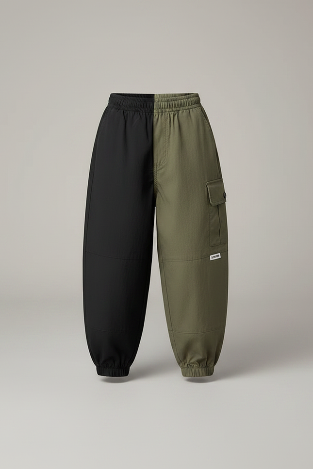 Pantalon Parachute Bicolore Cargo Ample Garçon Urbain - Multicolore Polyester - vue 3