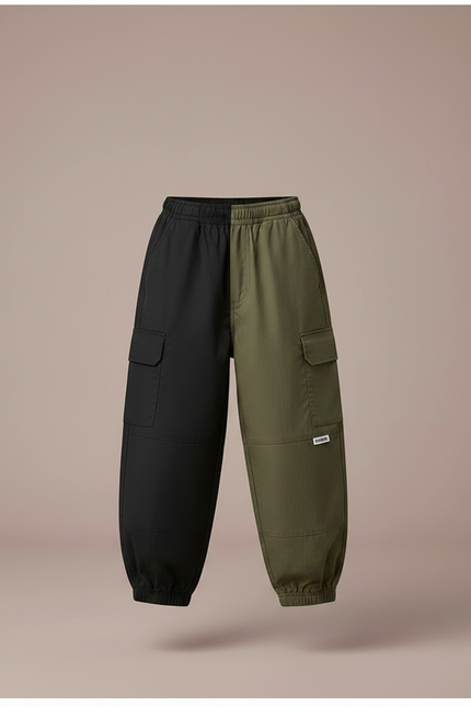 Pantalon Parachute Bicolore Cargo Ample Garçon Moderne - Multicolore Polyester - vue 3