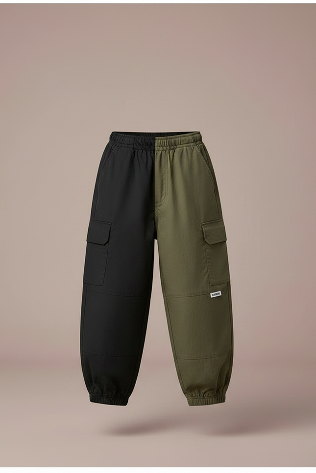 Pantalon Parachute Bicolore Cargo Ample Garçon Moderne - Multicolore Polyester - vue 3