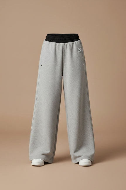 Pantalon Parachute Molleton Gris Ample Fille - vue 3