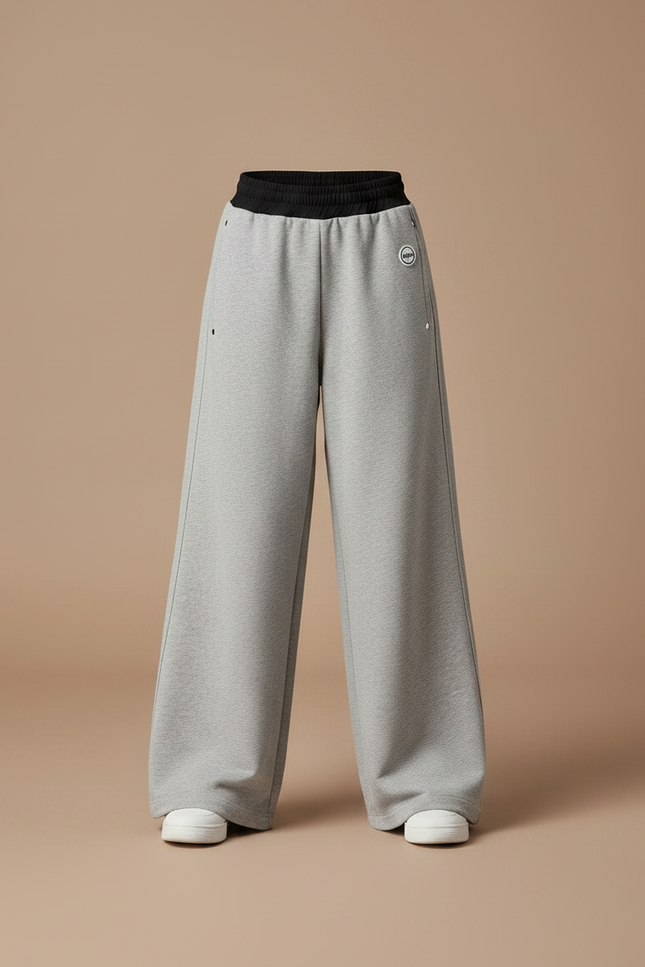 Pantalon Parachute Molleton Gris Ample Fille - vue 3