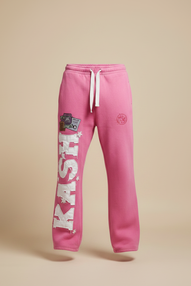 Pantalon Parachute Rose Ample Imprimé Décontracté Homme - Molleton - vue 3