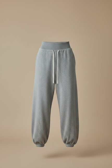 Pantalon Parachute Gris Ample Drapé Molleton Confortable - vue 3