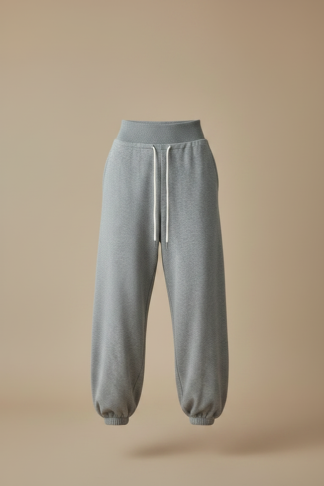 Pantalon Parachute Gris Ample Drapé Molleton Confortable - vue 3