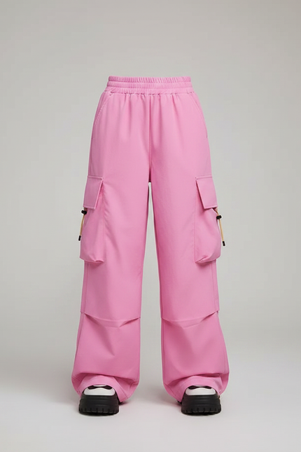 Pantalon Parachute Rose Cargo Ample Fille Décontracté - Polyester - vue 3