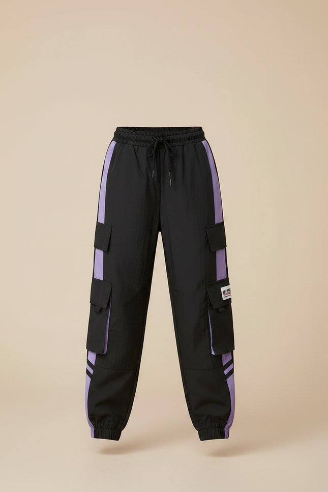 Pantalon Parachute Fille Noir Cargo - Polyester - vue 3