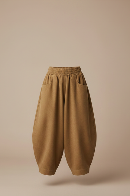 Pantalon Parachute Marron Ample Confortable Enfant - Molleton - vue 3