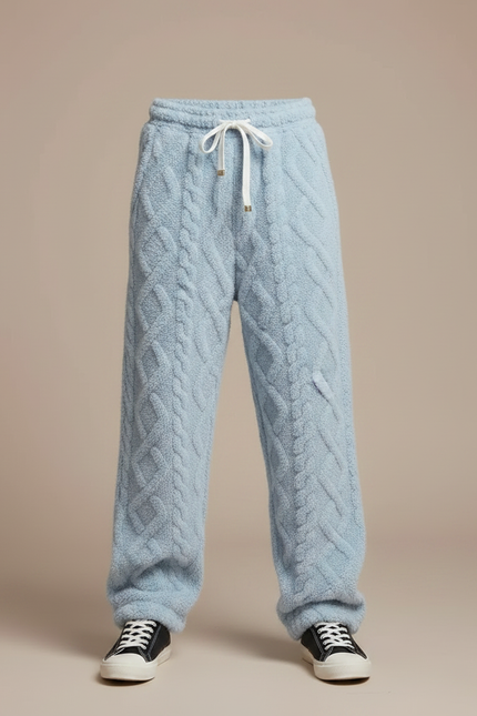Pantalon Parachute Bleu Ciel Tricoté Ample Garçon Confortable - Maille - vue 3