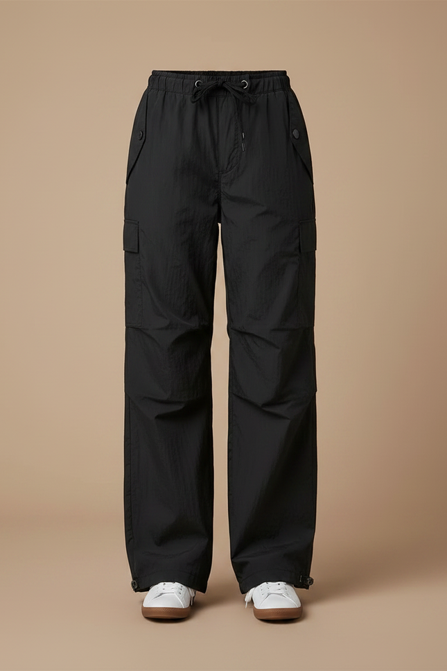 Pantalon Parachute Noir Ample Léger Décontracté Fille - Polyester - vue 3