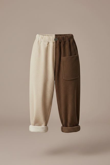 Pantalon Parachute Bicolore Côtelé Ample Décontracté Enfant - Multicolore Cordé - vue 3