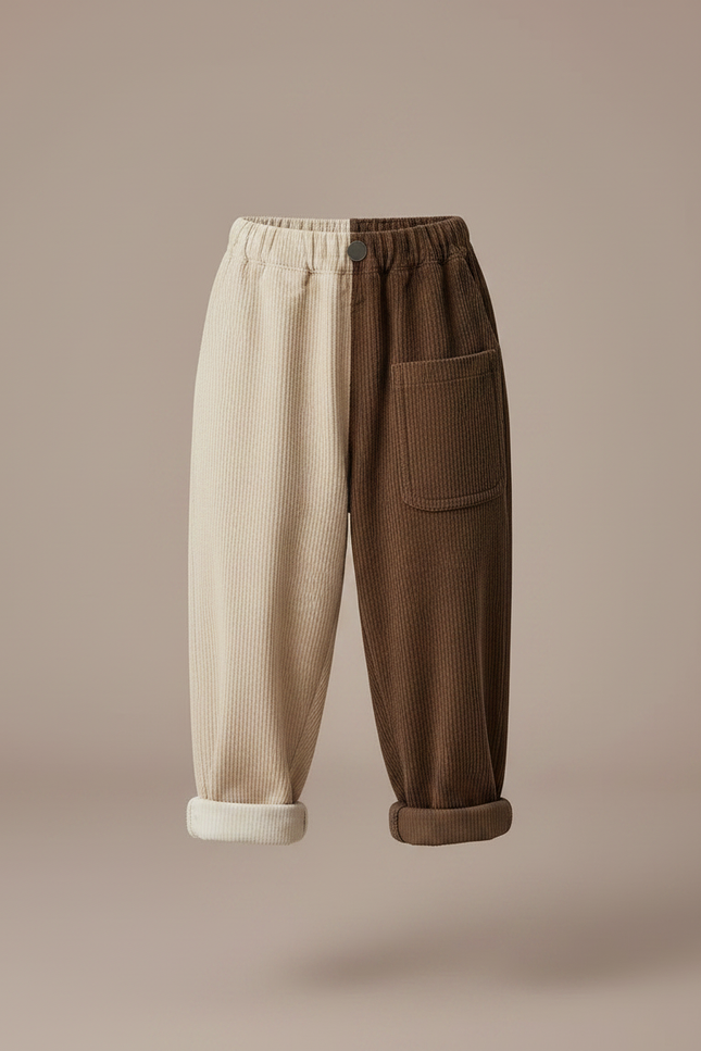 Pantalon Parachute Bicolore Côtelé Ample Décontracté Enfant - Multicolore Cordé - vue 3