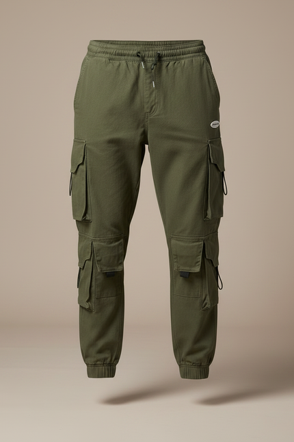 Pantalon Parachute Kaki Coton Cargo Ample Homme - vue 3