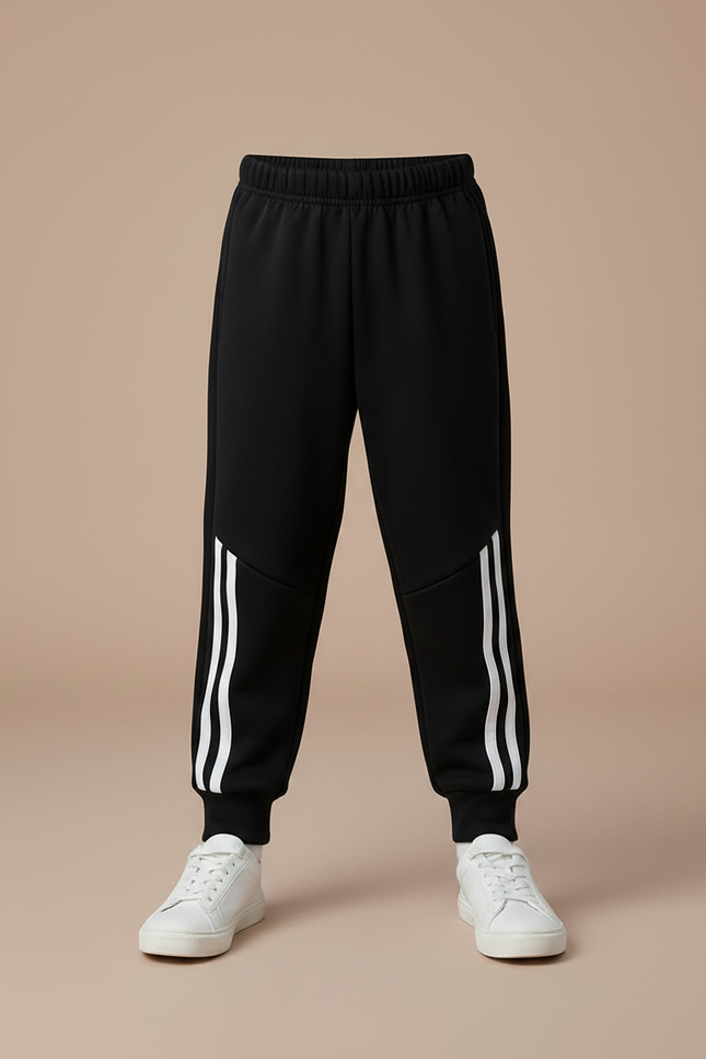 Pantalon Parachute Sportif Rayures Garçon Hiver Polaire - Gris Molleton - vue 3