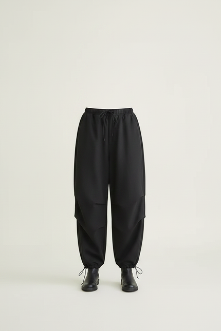 Pantalon Parachute Noir Ample Cargo Femme Chic - Polyester - vue 3