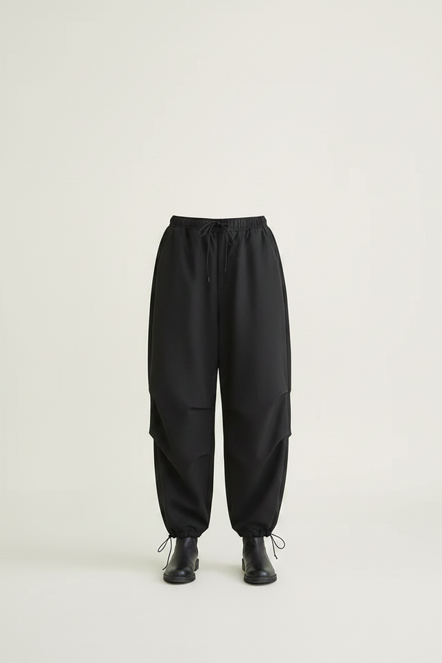 Pantalon Parachute Noir Ample Cargo Femme Chic - Polyester - vue 3