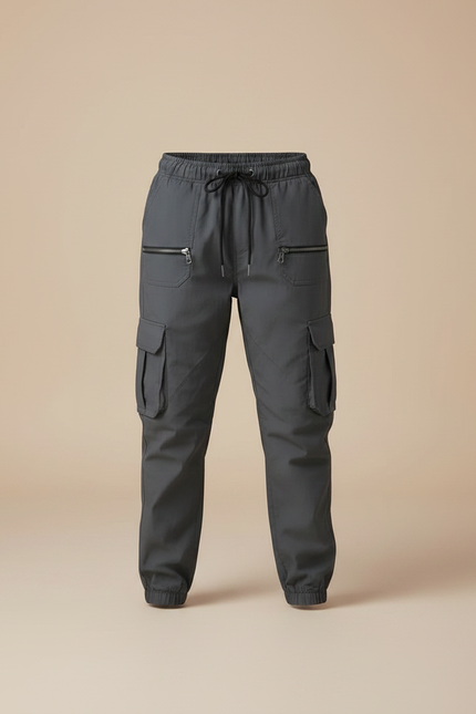 Pantalon Parachute Gris Cargo Cordon Ample Garçon - Gabardine - vue 3