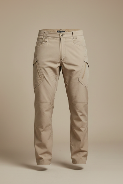 Pantalon Parachute Beige Cargo Tactique Ajusté Homme - Polyester - vue 3