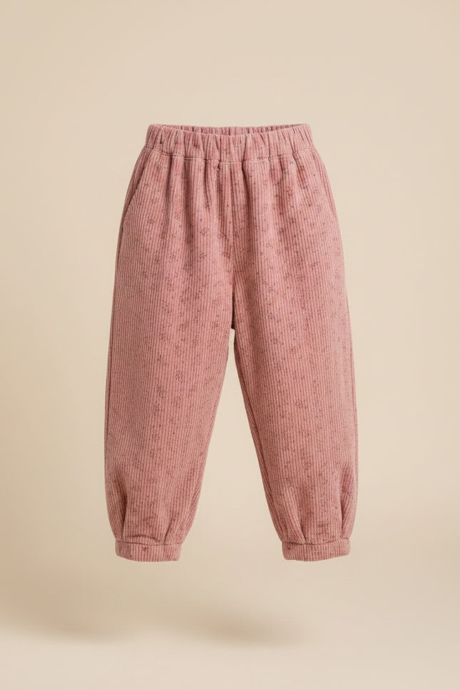 Pantalon Parachute Rose Côtelé Ample Imprimé Enfants - Cordé - vue 3