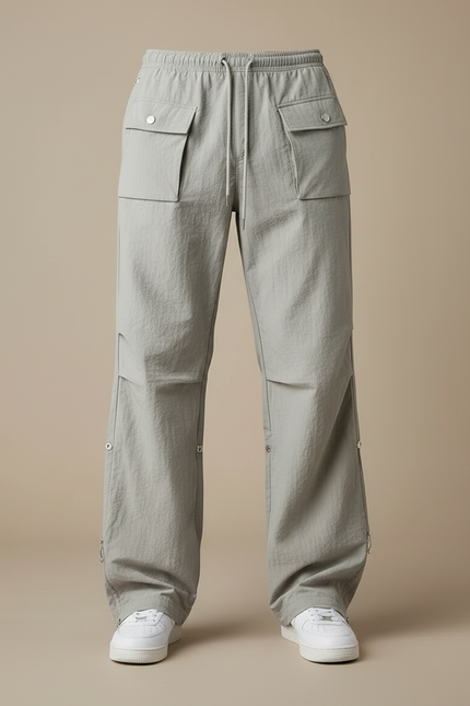 Pantalon Parachute Gris Ample Décontracté Cargo Homme - Polyester - vue 3