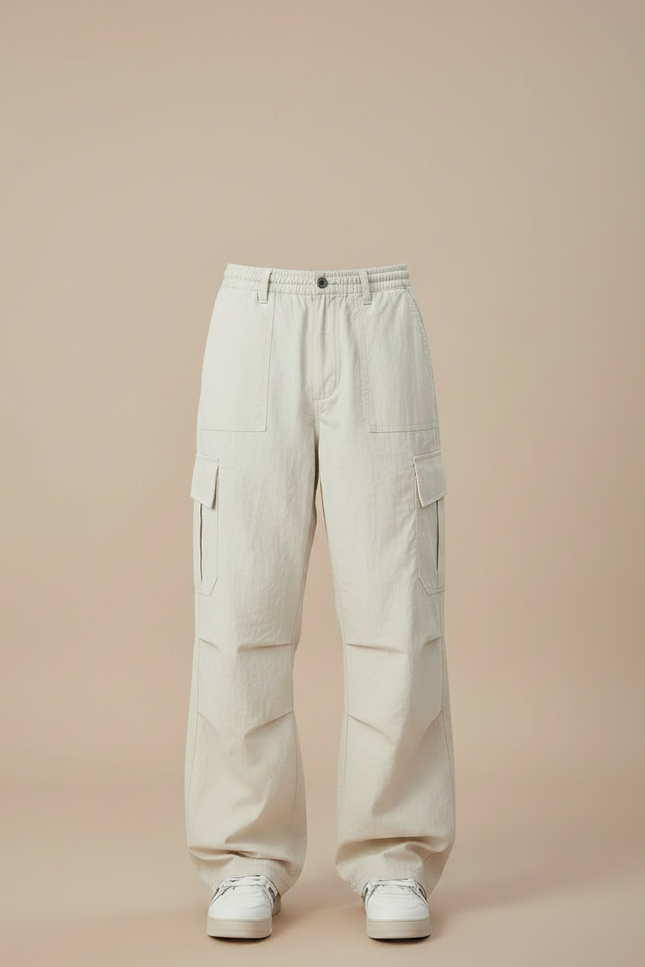 Pantalon Parachute Blanc Homme - Beige Polyester - vue 3