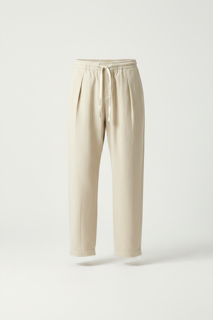 Pantalon Parachute Beige Ample Coton Lin Homme Décontracté - vue 3