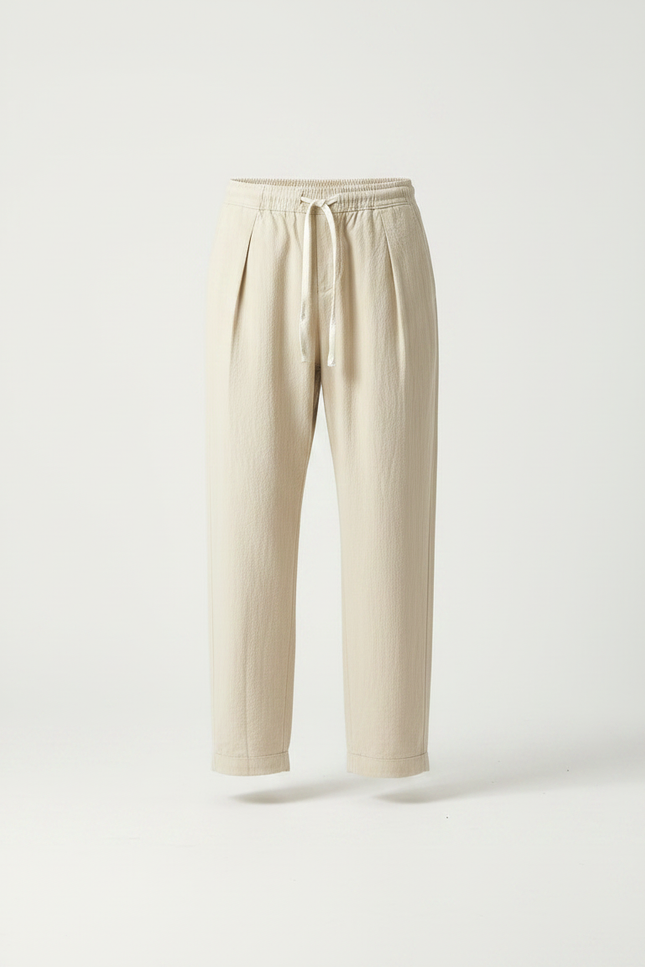 Pantalon Parachute Beige Ample Coton Lin Homme Décontracté - vue 3