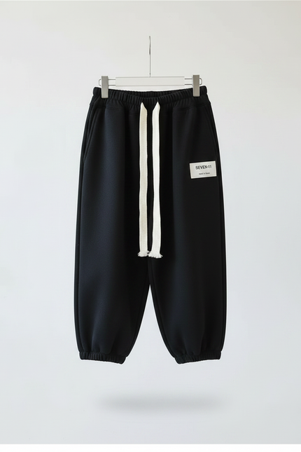Pantalon Parachute Coton Ample Sportif Décontracté Enfant - Noir Molleton - vue 3