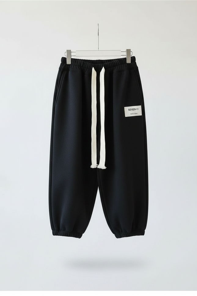 Pantalon Parachute Coton Ample Sportif Décontracté Enfant - Noir Molleton - vue 3