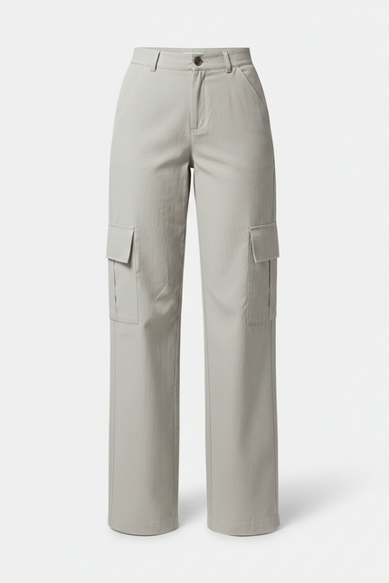Pantalon Parachute Gris Cargo Ample Femme Décontracté - Polyester - vue 3