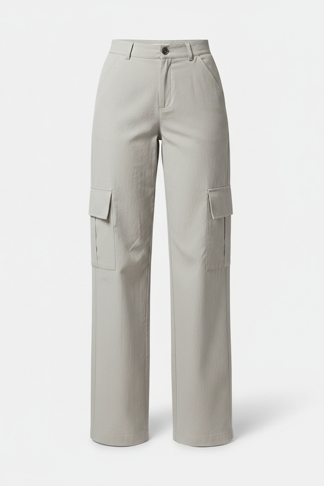 Pantalon Parachute Gris Cargo Ample Femme Décontracté - Polyester - vue 3