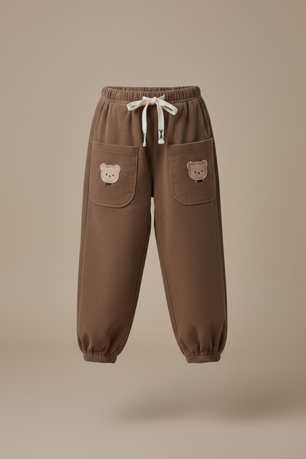 Pantalon Parachute Marron Côtelé Ours Enfant Décontracté - Cordé - vue 3