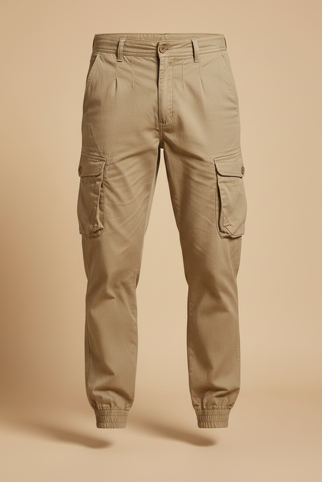 Pantalon Parachute Beige Cargo Coton Décontracté Homme - vue 3