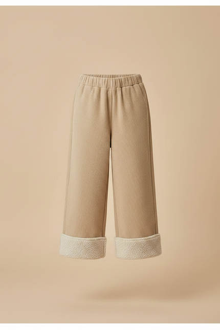 Pantalon Parachute Beige Côtelé Doublé Sherpa Enfant - Cordé - vue 3