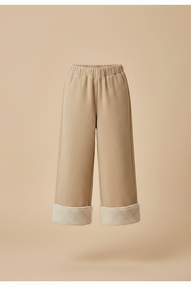 Pantalon Parachute Beige Côtelé Doublé Sherpa Enfant - Cordé - vue 3