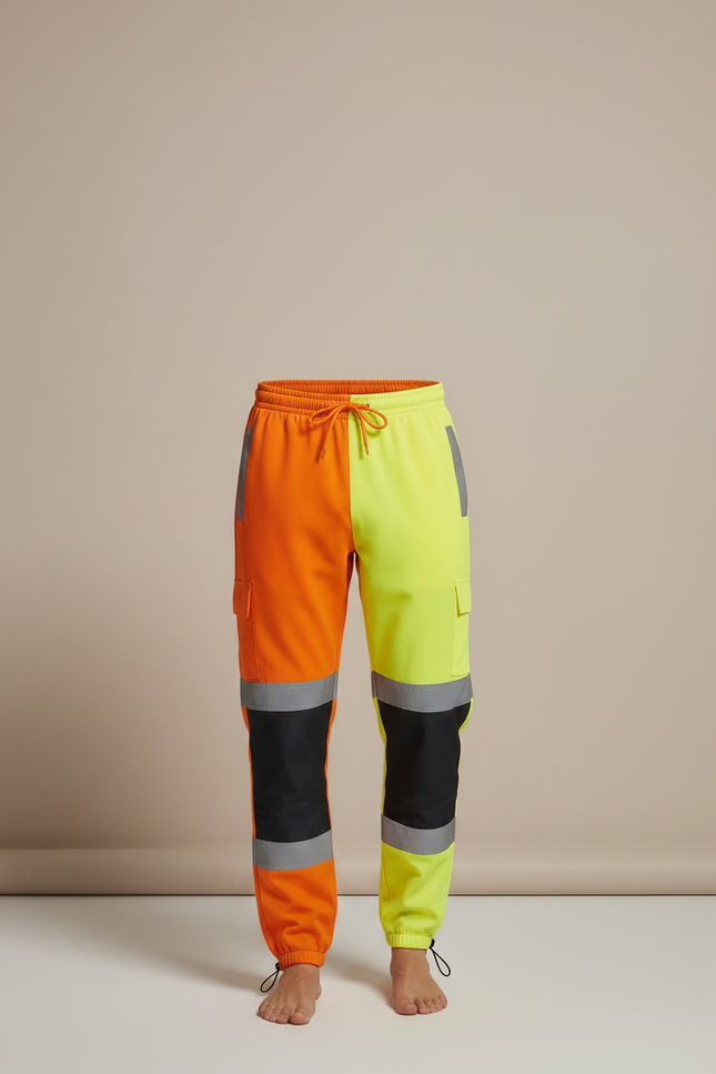 Pantalon Parachute Bicolore Réfléchissant Cargo Fluorescent Homme - Multicolore Polyester - vue 3