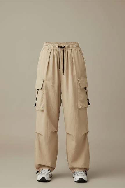 Pantalon Parachute Femme Beige Cargo - Polyester - vue 3