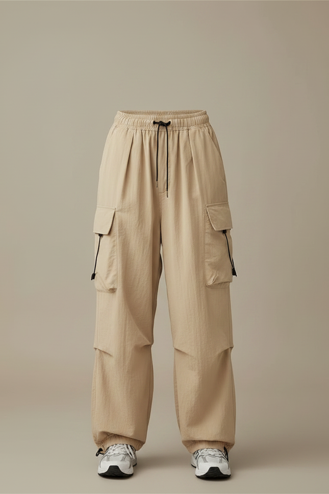 Pantalon Parachute Femme Beige Cargo - Polyester - vue 3