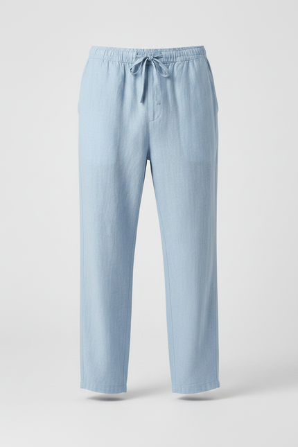 Pantalon Parachute Bleu Ciel Lin Décontracté Homme - vue 3