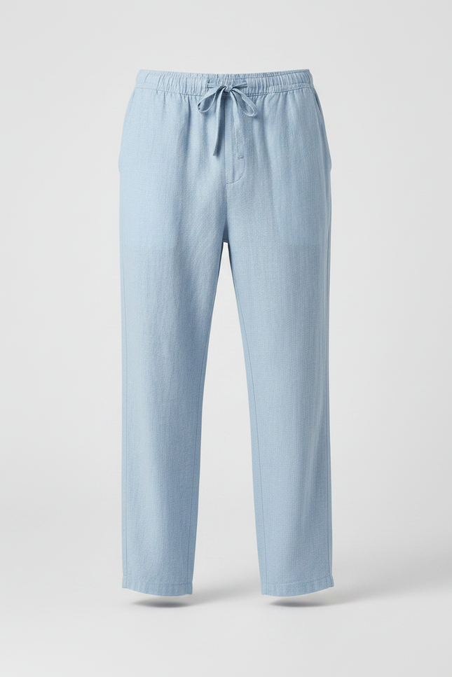 Pantalon Parachute Bleu Ciel Lin Décontracté Homme - vue 3