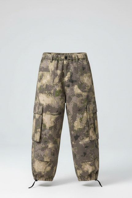 Pantalon Parachute Camouflage Ample Cargo Garçon Streetwear - Multicolore Toile - vue 3
