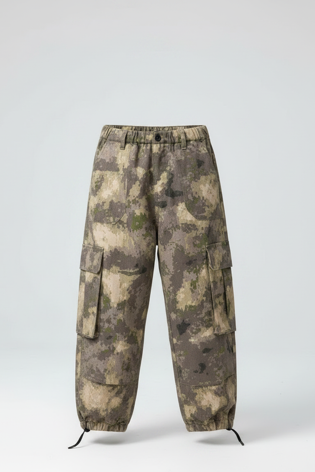 Pantalon Parachute Camouflage Ample Cargo Garçon Streetwear - Multicolore Toile - vue 3