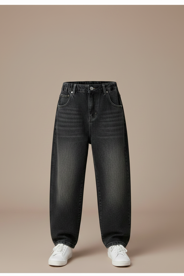 Pantalon Parachute Noir Ample Enfant Décontracté Denim - Jean - vue 3