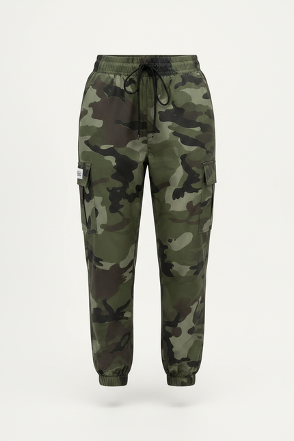 Pantalon Parachute Camouflage Ample Cargo Cordon - Multicolore Polyester - vue 3