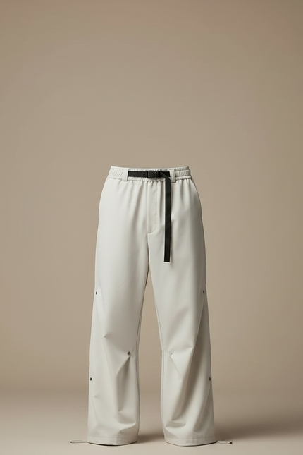 Pantalon Parachute Gris Clair Ample Décontracté Ceinture - Polyester - vue 3
