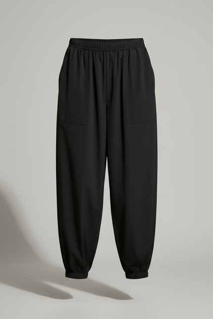 Pantalon Parachute Noir Ample Décontracté Fluide Femme - Polyester - vue 3