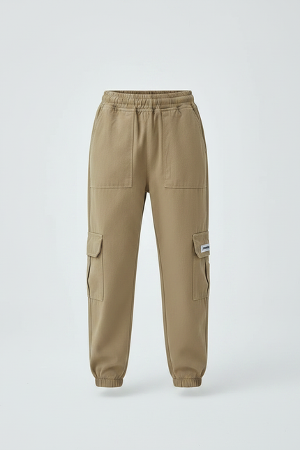 Pantalon Parachute Kaki Ample Coton Cargo Garçon - vue 3