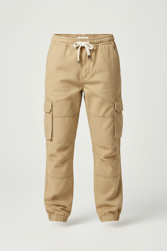 Pantalon Parachute Kaki Ample Décontracté Enfant Cargo Coton - vue 3