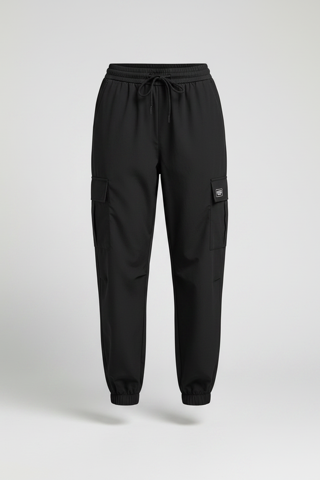 Pantalon Parachute Noir Cargo Fluide Femme Sport - Polyester - vue 3